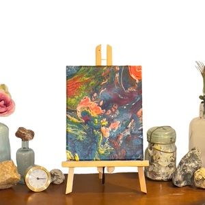 Original Bright Abstract Fluid Acrylic Painting on Canvas Pop of Color Wall 8x10